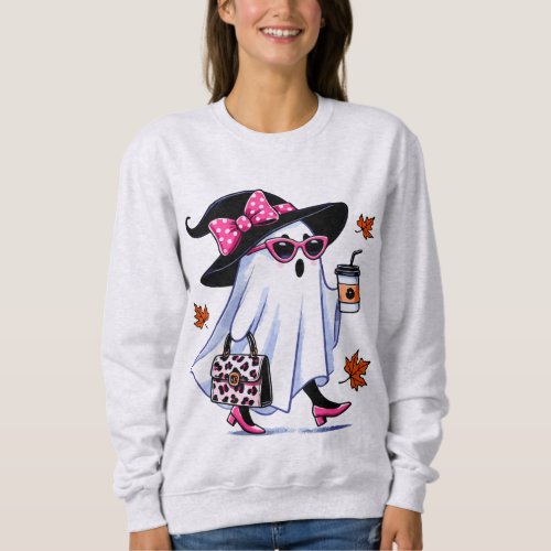 Halloween Cute Stylish Witch Ghost Coffee Cup Sweatshirt