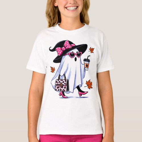 Halloween Cute Stylish Witch Ghost Coffee Cup T_Shirt