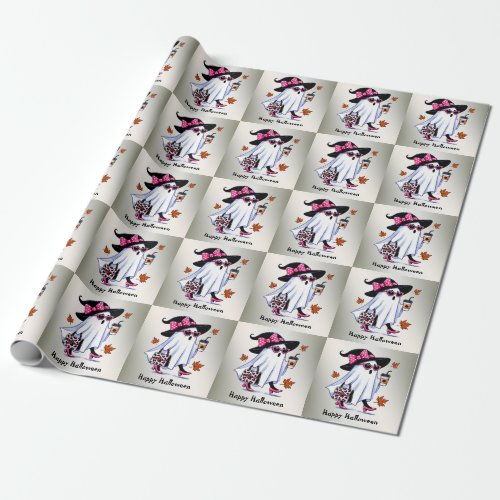 Halloween Cute Stylish Witch Ghost Coffee Cup Wrapping Paper