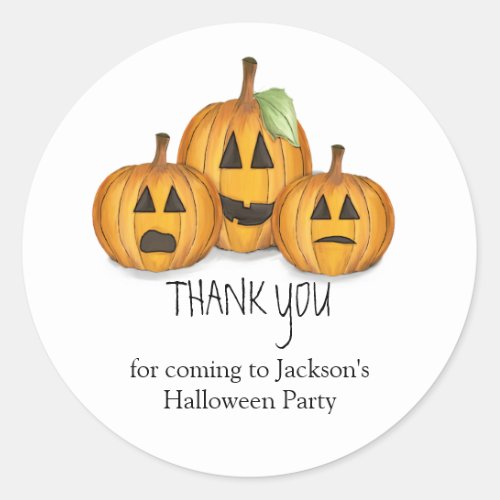 Halloween Cute Thank You Favor Pumpkin Whimsical Classic Round Sticker