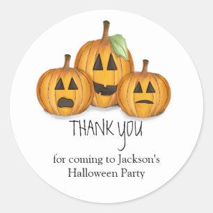 Halloween Cute Thank You Favor Pumpkin Whimsical Classic Round Sticker