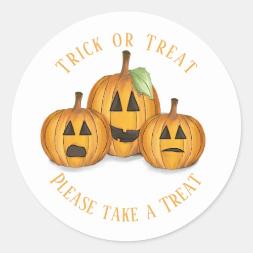 Halloween Cute Treat Favor Pumpkin Whimsical  Classic Round Sticker