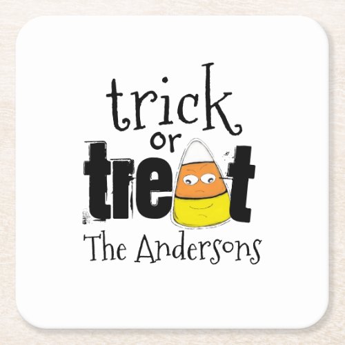 Halloween Cute Trick or Treat Funny Candy Corn Square Paper Coaster