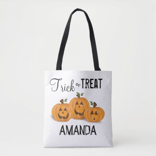 Halloween Cute Trick Or Treat Funny Pumpkins Tote Bag
