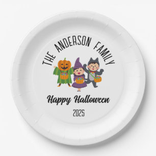 Halloween Cute Trick or Treat Personalized Name Paper Plates