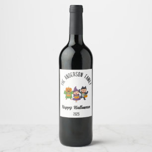 Halloween Cute Trick or Treat Personalized Name Wine Label