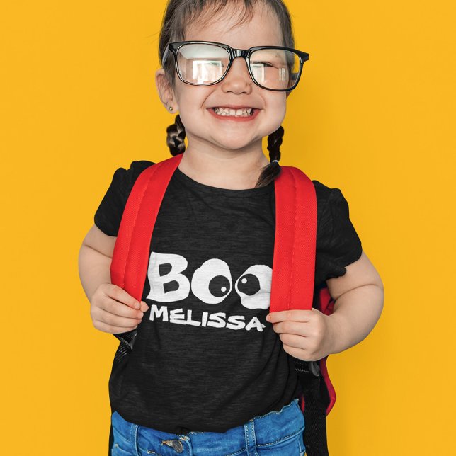 Halloween Cute Typography Boo Personalized T-Shirt (Cute Halloween Custom kids T Shirt. )