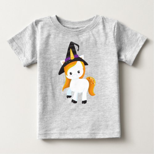 Halloween Cute Unicorn Magic Unicorn Witch Hat Baby T_Shirt