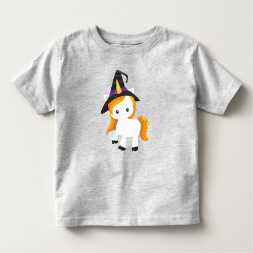 Halloween Cute Unicorn Magic Unicorn Witch Hat Toddler T_shirt