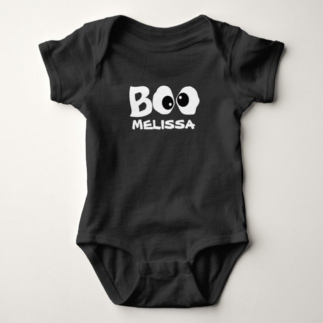 Halloween Cute Whimsical Baby Ghost Boo Eyes Baby Bodysuit (Front)