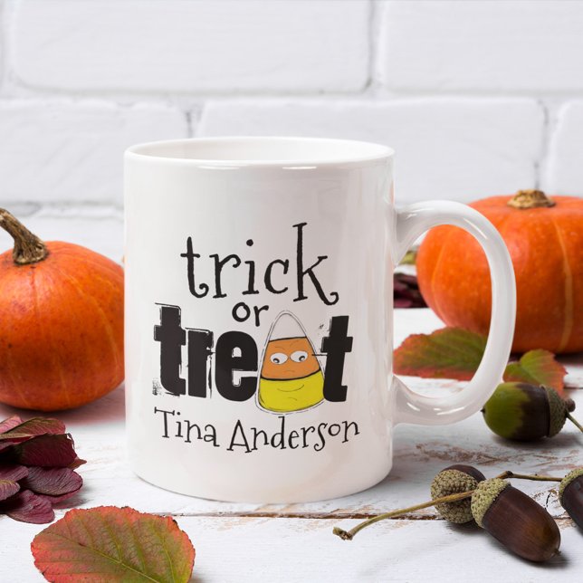 Halloween Cute Whimsical Candy Corn Funny Coffee Mug (Halloween cute trick or treat candy corn mug)
