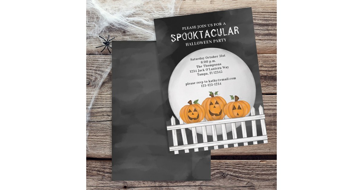 Halloween Cute Whimsical Pumpkin Jack O'Lanterns Invitation | Zazzle