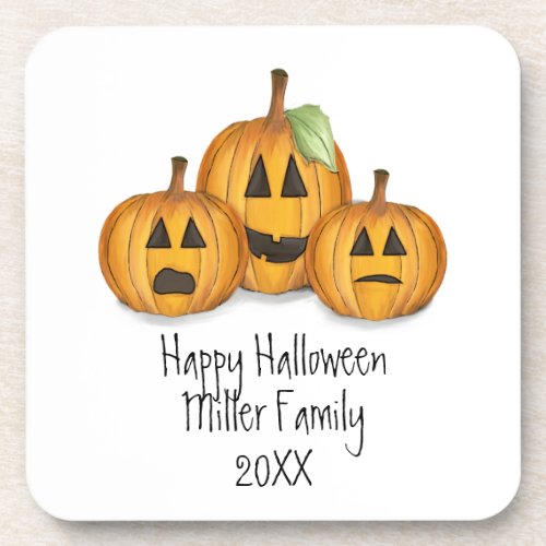 Halloween Cute Whimsical Pumpkins Jack O Lanterns Beverage Coaster