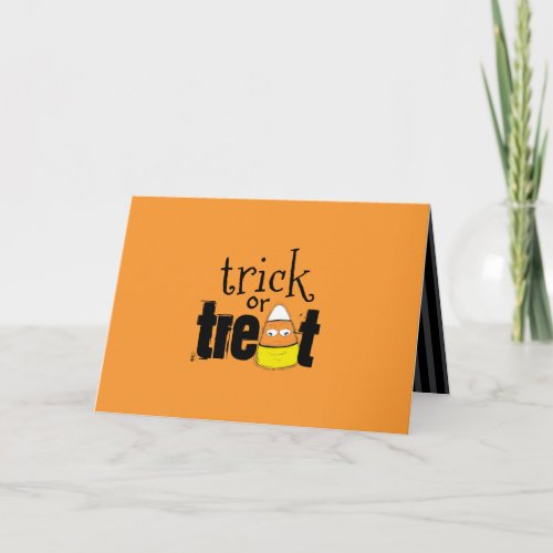 Halloween Cute Whimsical Trick Or Treat Candy Corn Card