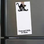 Halloween Cute Whimsical Witch Shoes Black Cat Magnetic Notepad<br><div class="desc">Our whimsy curly-toed witch shoes with matching purple and black striped stocking back. Spooky witch hex and spells. For all the Halloween lovers out there this is great fun, and a simple design to use on any item. Happy Halloween and merry tricks and treats with these whimsical witch's shoes. Personalize...</div>