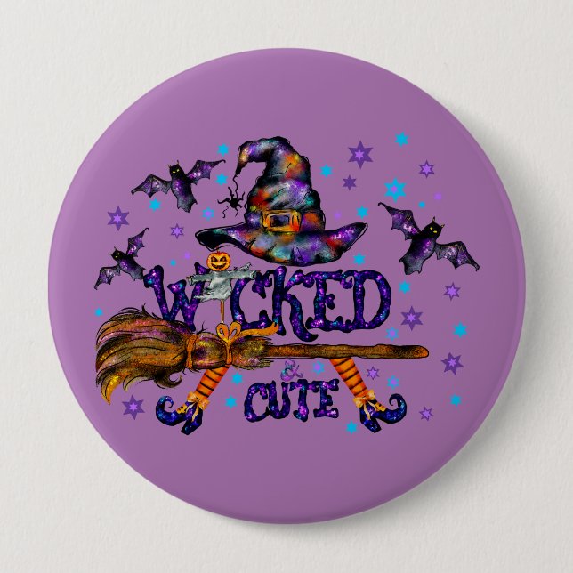 Halloween Cute Wicked Witch Button (Front)