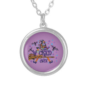 Halloween Cute Wicked Witch Silver Plated Necklace