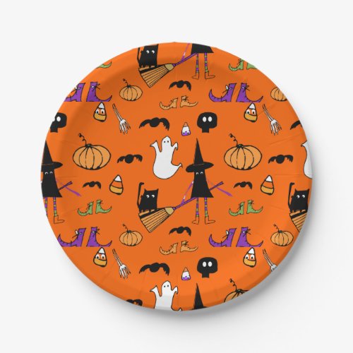 Halloween Cute Witch and Friends Paper Plates