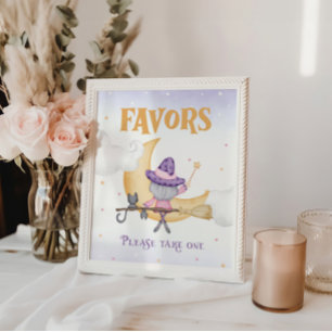 Halloween Cute Witch Birthday Favors Sign