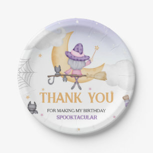 Halloween Cute Witch Birthday Party Paper Plates