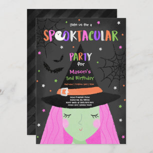Halloween Cute Witch Birthday Party Spooktacular Invitation