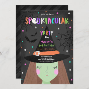Halloween Cute Witch Birthday Party Spooktacular Invitation