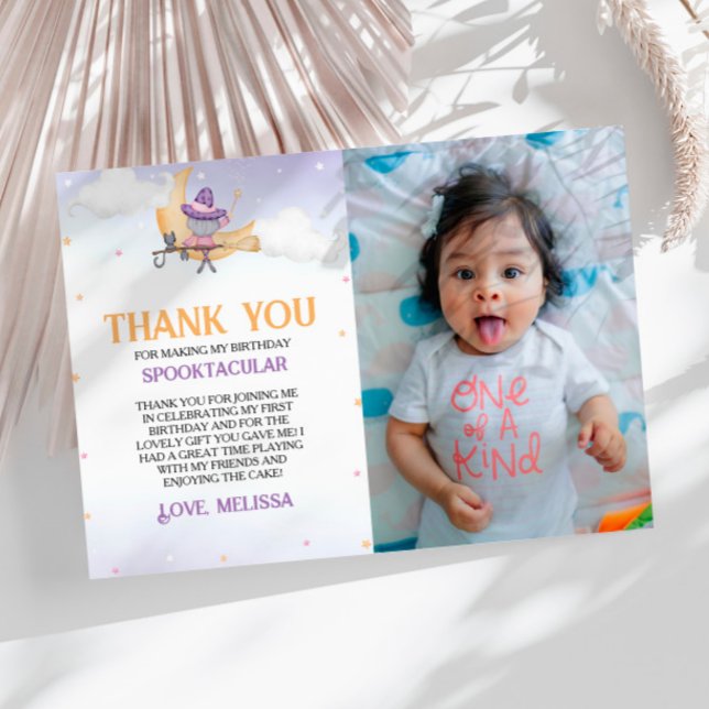 Halloween Cute Witch Birthday Party Thank You Card (Creator Uploaded)