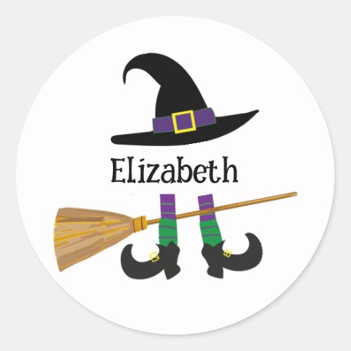 Halloween Cute Witch Custom  Classic Round Sticker