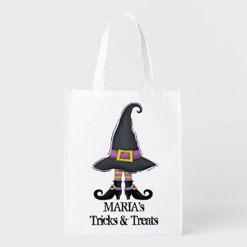 Halloween Cute Witch Custom Trick or Treat Grocery Bag