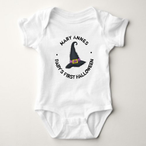 Halloween Cute Witch Hat Funny Typography Baby Bodysuit