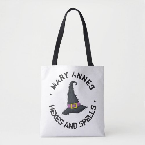 Halloween Cute Witch Hat Funny Typography Tote Bag