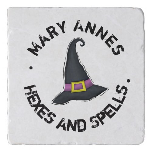 Halloween Cute Witch Hat Funny Typography Trivet