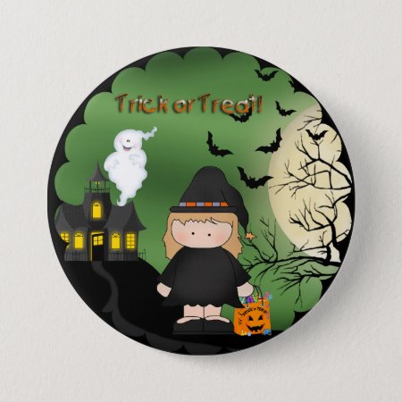 Halloween Cute Witch Round Button