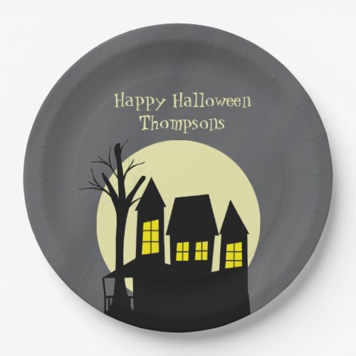 Halloween Cute Witch Spooky Scary Haunted House Paper Plates