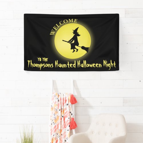 Halloween Cute Witch Spooky Scary Moonlight  Banner