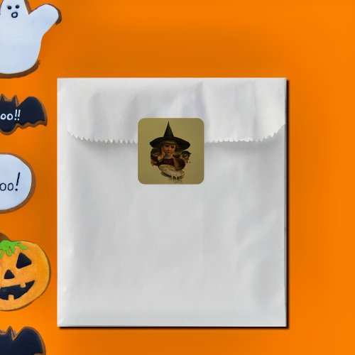  Halloween  _ cute  witch  Square Sticker