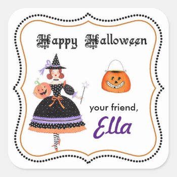 Halloween Cute Witch Stickers by ThreeFoursDesign at Zazzle