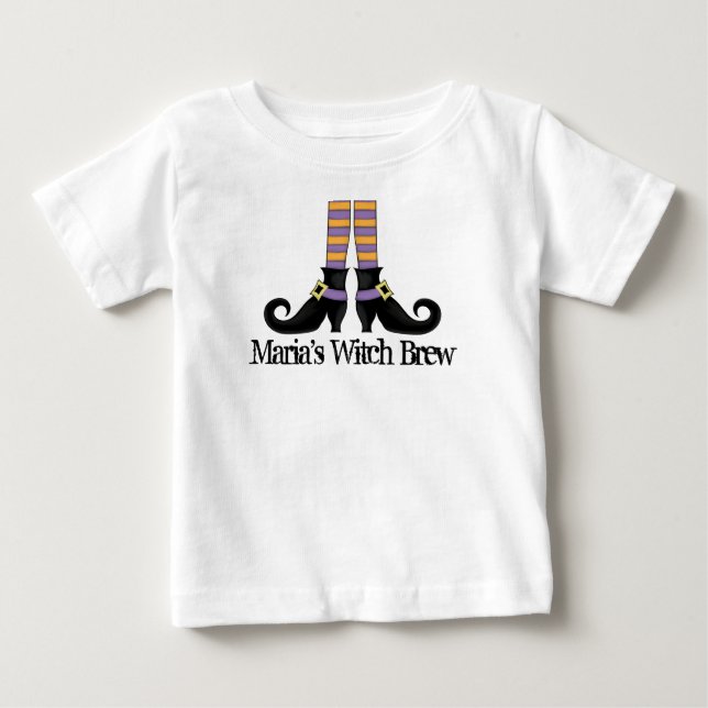 Halloween Cute Witch Whimsical Shoes Funny Baby T-Shirt (Front)