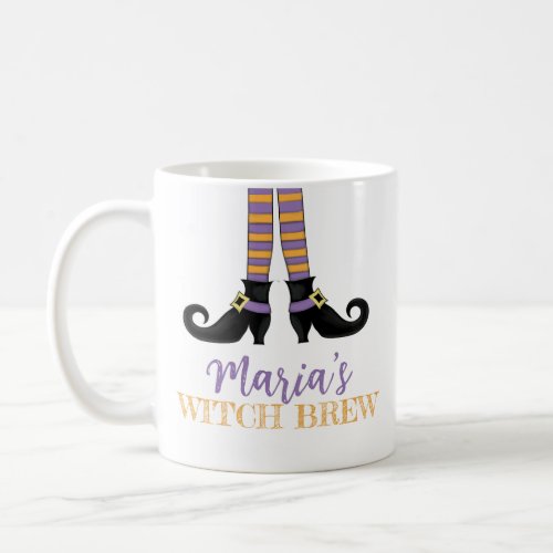 Halloween Cute Witch Whimsical Shoes Witches Brew Coffee Mug