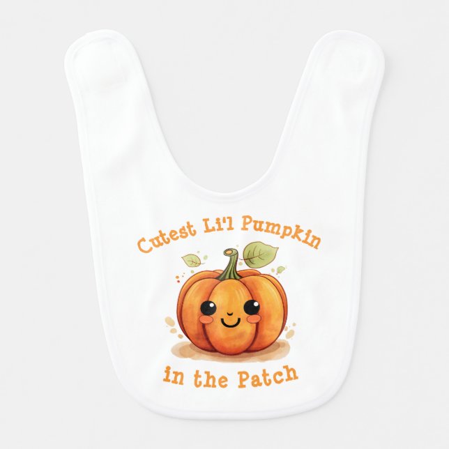 Halloween "Cutest Li'l Pumpkin" Baby Bib (Front)