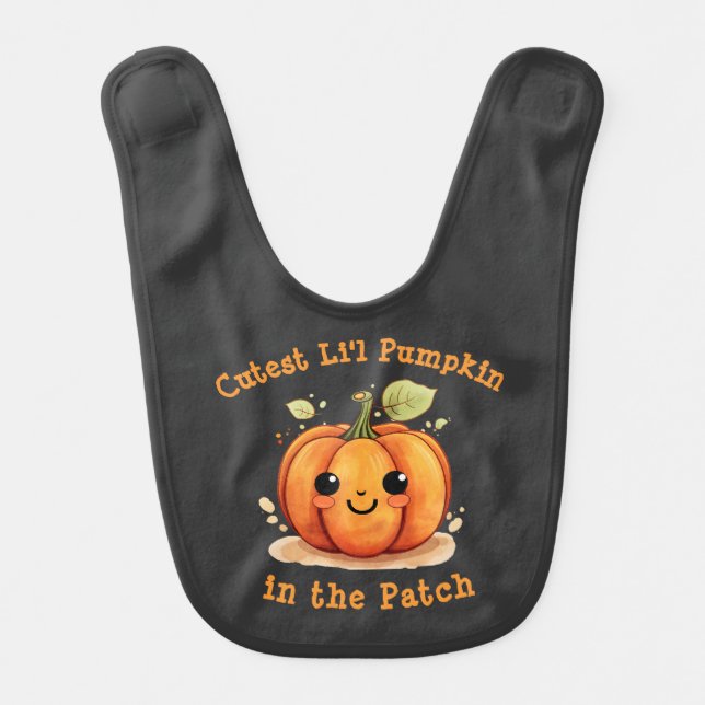 Halloween "Cutest Li'l Pumpkin" Baby Bib (Front)