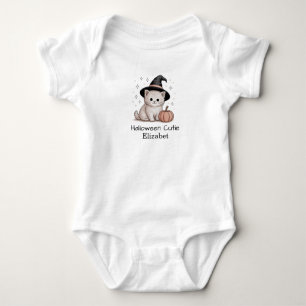 Halloween Cutie Personalized Cute Cat and Pumpkin Baby Bodysuit