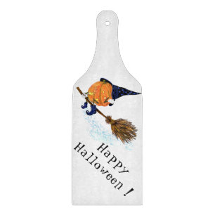 Halloween Cutting Board Witch Pumpkin Flying Broom