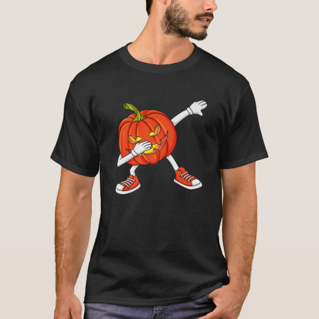 Halloween Dabbing Jack O Lantern Funny Boys Girls T-Shirt (Front)