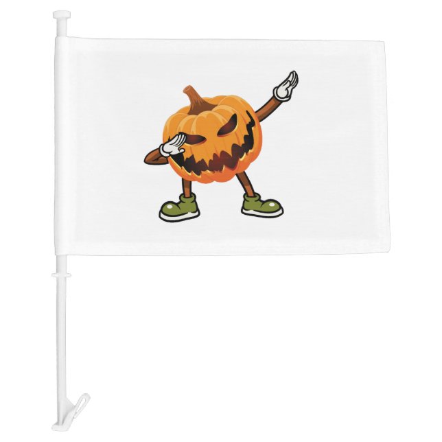 Halloween Dabbing Jack O Lantern Pumpkin Halloween Car Flag (Front)