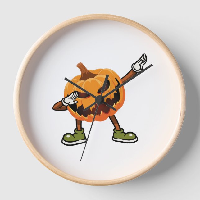Halloween Dabbing Jack O Lantern Pumpkin Halloween Clock (Front)