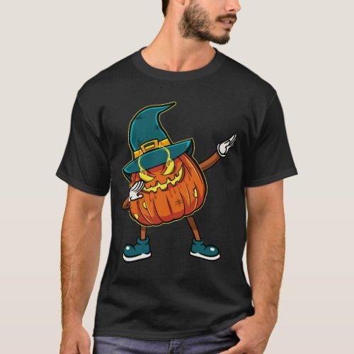 Halloween Dabbing Jack O Lantern Pumpkin Halloween T_Shirt