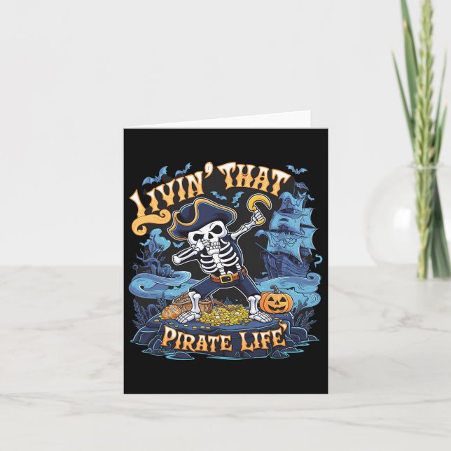 Halloween Dabbing Pirate Skeleton Simple Halloween Card (Front)
