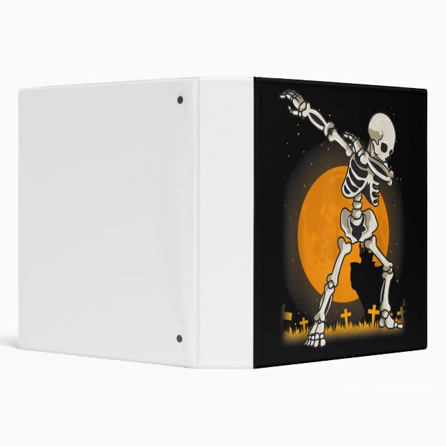 Halloween Dabbing Skeleton Costume 3 Ring Binder (Background)