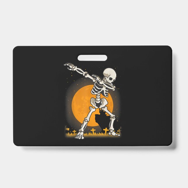 Halloween Dabbing Skeleton Costume Badge (Front)